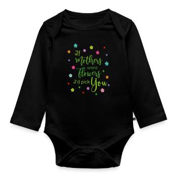Maman Mutter - Si les mères étaient des fleurs, je te choisirais - Body Bébé bio manches longues - noir - Devant