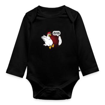 Chick feather Funny shirt - Organic Longsleeve Baby Bodysuit - black - Front