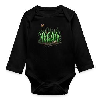 Grow Vegan - Baby Bio-Langarm-Body - Schwarz - Vorne