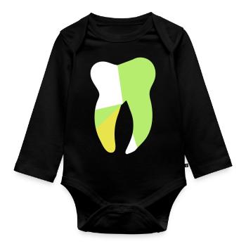 tooth graphic - Organic Longsleeve Baby Bodysuit - black - Front