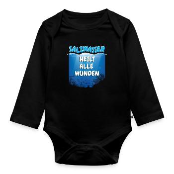 Diving Diver Saltwater Heals Sea Gift - Organic Longsleeve Baby Bodysuit - black - Front