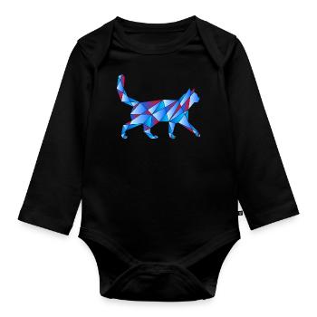 Blaue Katze - Baby Bio-Langarm-Body - Schwarz - Vorne