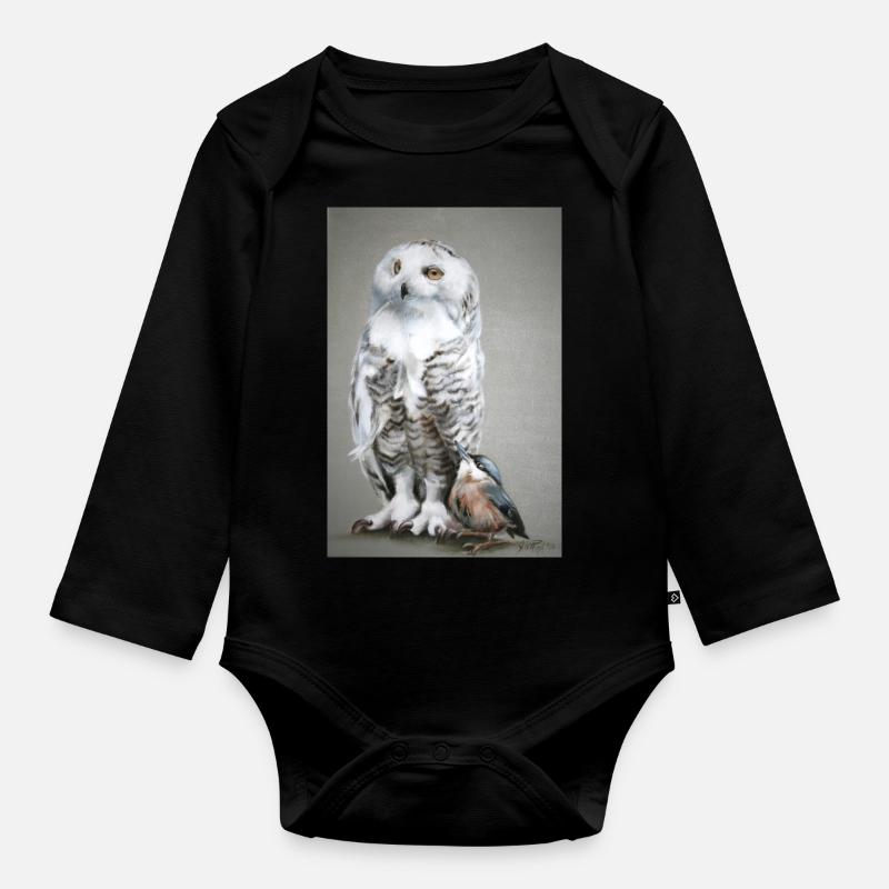 Eule - Baby Bio-Langarm-Body - Schwarz