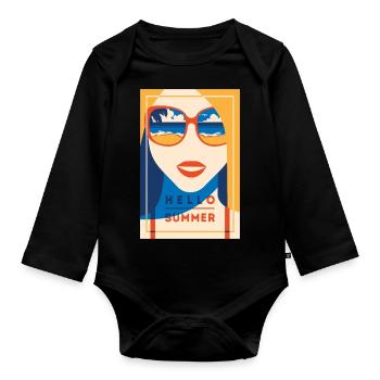 Bonjour l’été ! Joyeusement coloré comme le design d’été - Body Bébé bio manches longues - noir - Devant