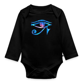 Eye of Horus Egypt Magic Symbol Lucky Charm - Organic Longsleeve Baby Bodysuit - black - Front