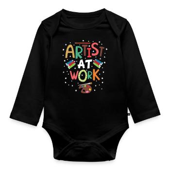 Artiste au travail - chemise d'artiste d'art - Body Bébé bio manches longues - noir - Devant
