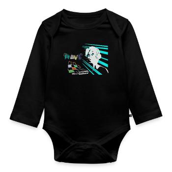 rave - Organic Longsleeve Baby Bodysuit - black - Front