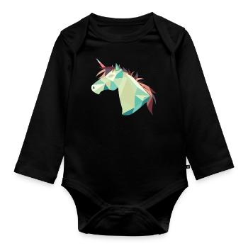 Pferd - Baby Bio-Langarm-Body - Schwarz - Vorne