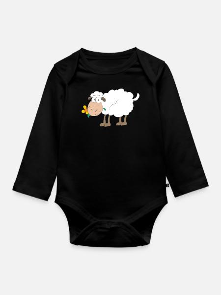 Schaf - Baby Bio-Langarm-Body - Schwarz