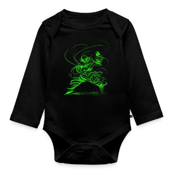 Kung Fu Sorcier / Assistant de Kung Fu - Body Bébé bio manches longues - noir - Devant