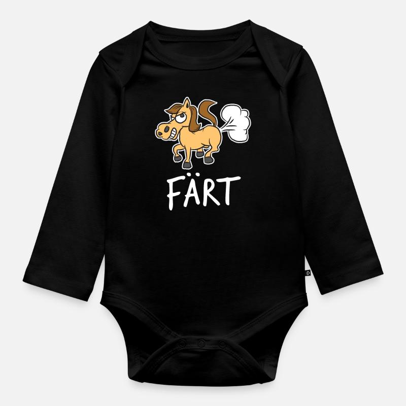 Pferd - Baby Bio-Langarm-Body - Schwarz