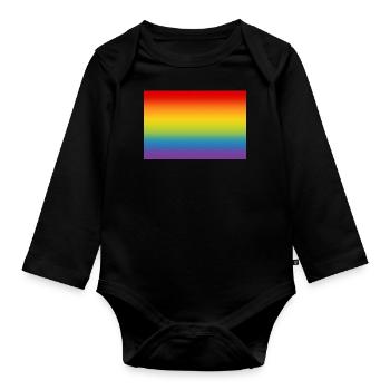 Regenbogen Flagge Fahne LGBT CSD Gay Pride - Baby Bio-Langarm-Body - Schwarz - Vorne