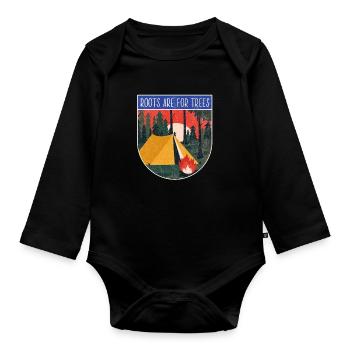 Roots Camping travel freedom nature silence camp - Baby Bio-Langarm-Body - Schwarz - Vorne