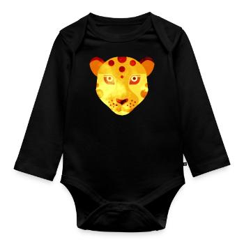 leopard - Organic Longsleeve Baby Bodysuit - black - Front