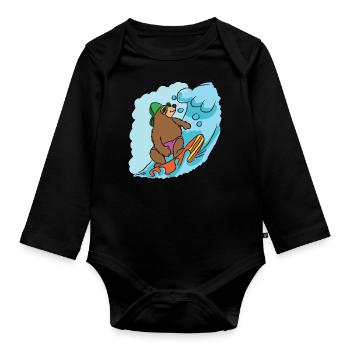 surfing - Organic Longsleeve Baby Bodysuit - black - Front