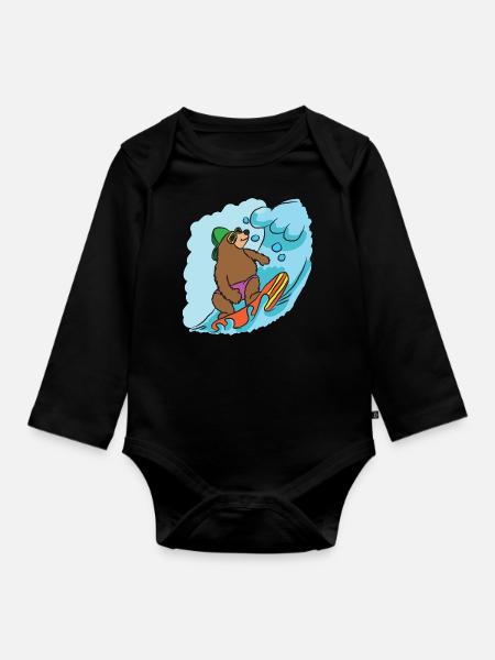 Surfen - Baby Bio-Langarm-Body - Schwarz