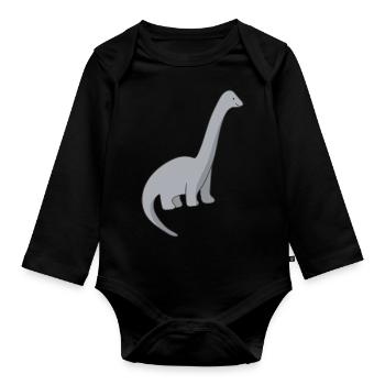 Dinosaur Dino - Organic Longsleeve Baby Bodysuit - black - Front