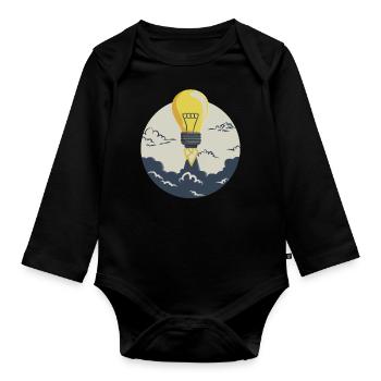 Light bulb rocket, for entrepreneurs and startups - Organic Longsleeve Baby Bodysuit - black - Front