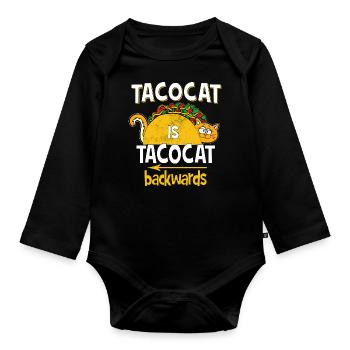 Tacocat Is Tacocat Backwards - Drôle de phrases - Body Bébé bio manches longues - noir - Devant