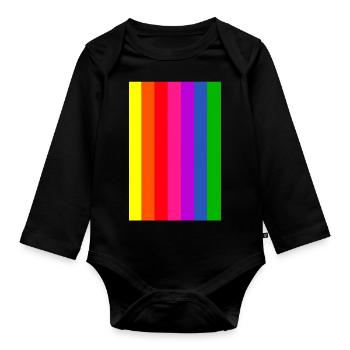 Rainbow Flag - Organic Longsleeve Baby Bodysuit - black - Front