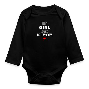 Lustiges Kpop Kdrama Geschenk, K-Pop K-Drama Korea - Baby Bio-Langarm-Body - Schwarz - Vorne
