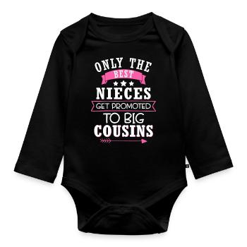 Seules les meilleures nièces sont promues à de grands cousins - Body Bébé bio manches longues - noir - Devant