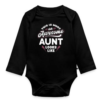 C'est ce que ressemble une tante géniale - Auntie - Body Bébé bio manches longues - noir - Devant