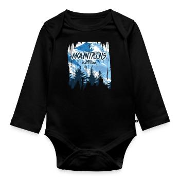 Die Berge rufen - Baby Bio-Langarm-Body - Schwarz - Vorne