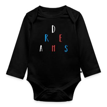 dreams - Organic Longsleeve Baby Bodysuit - black - Front