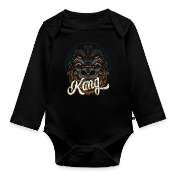 Gorilla animal jungle gift - Organic Longsleeve Baby Bodysuit - black - Front
