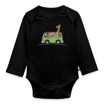 T-shirt Animal Zoo Zoo pour les enfants - Body Bébé bio manches longues - noir - Devant