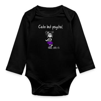 Chemise - Mignon mais psycho! Doux Girly Teddy Gothique - Body Bébé bio manches longues - noir - Devant