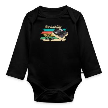 rockabilly - Organic Longsleeve Baby Bodysuit - black - Front