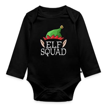 Elf Squad - Team Groupe Xmas Christmas Costume - Organic Longsleeve Baby Bodysuit - black - Front
