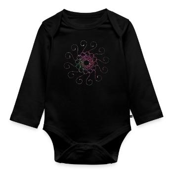 Mandala Glitzer - Baby Bio-Langarm-Body - Schwarz - Vorne