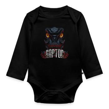 Velociraptor Modern Dinosaur - Organic Longsleeve Baby Bodysuit - black - Front