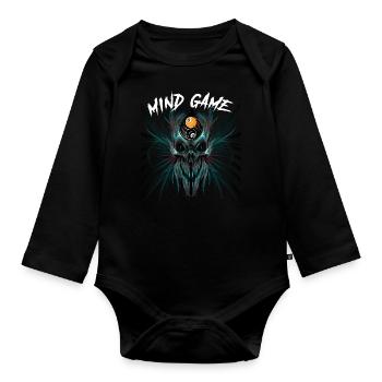 Billard Pool Skull 8-Ball 9-Ball-Shirt für Männer - Baby Bio-Langarm-Body - Schwarz - Vorne