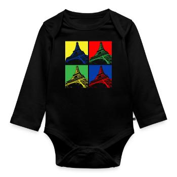 Eiffel tower - Organic Longsleeve Baby Bodysuit - black - Front
