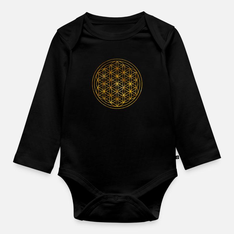Fleur de vie Fleur de vie - Body Bébé bio manches longues - noir