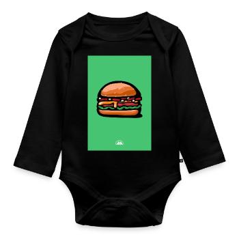 Cheese burger - Organic Longsleeve Baby Bodysuit - black - Front