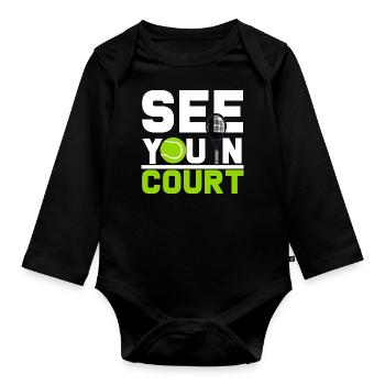 court de tennis - Body Bébé bio manches longues - noir - Devant