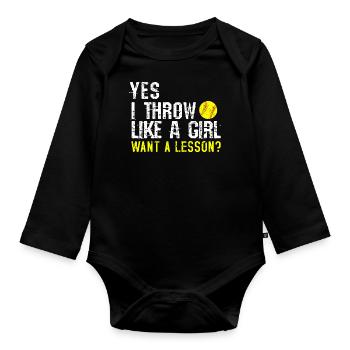 Softball - Baby Bio-Langarm-Body - Schwarz - Vorne
