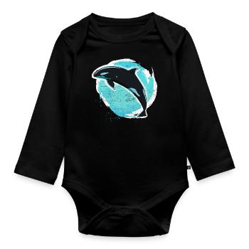 Orque tueur de baleine - Body Bébé bio manches longues - noir - Devant