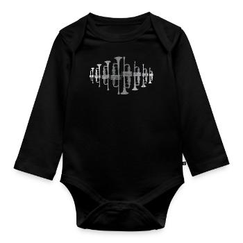 Trompeten Design Instrumente Musik - Baby Bio-Langarm-Body - Schwarz - Vorne