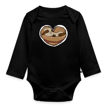 Valentine's day sloths - Organic Longsleeve Baby Bodysuit - black - Front
