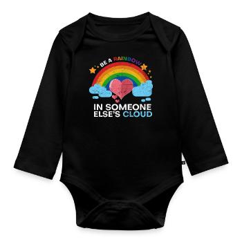 Amour de coeur arc-en-ciel - Body Bébé bio manches longues - noir - Devant