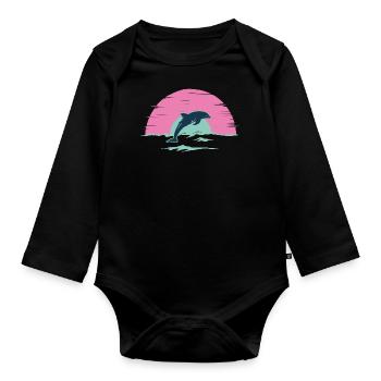 dolphin - Organic Longsleeve Baby Bodysuit - black - Front