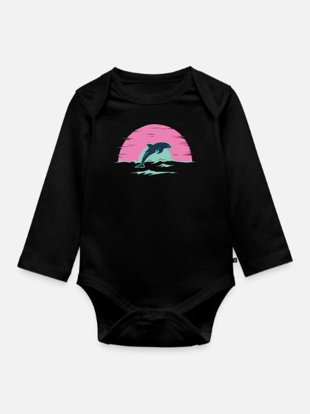 dolphin - Organic Longsleeve Baby Bodysuit - black