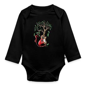 Chemise de musique de guitare Guitare de joueur d'aquarelle - Body Bébé bio manches longues - noir - Devant