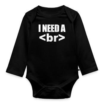 Vintage Break Programming Funny - Organic Longsleeve Baby Bodysuit - black - Front
